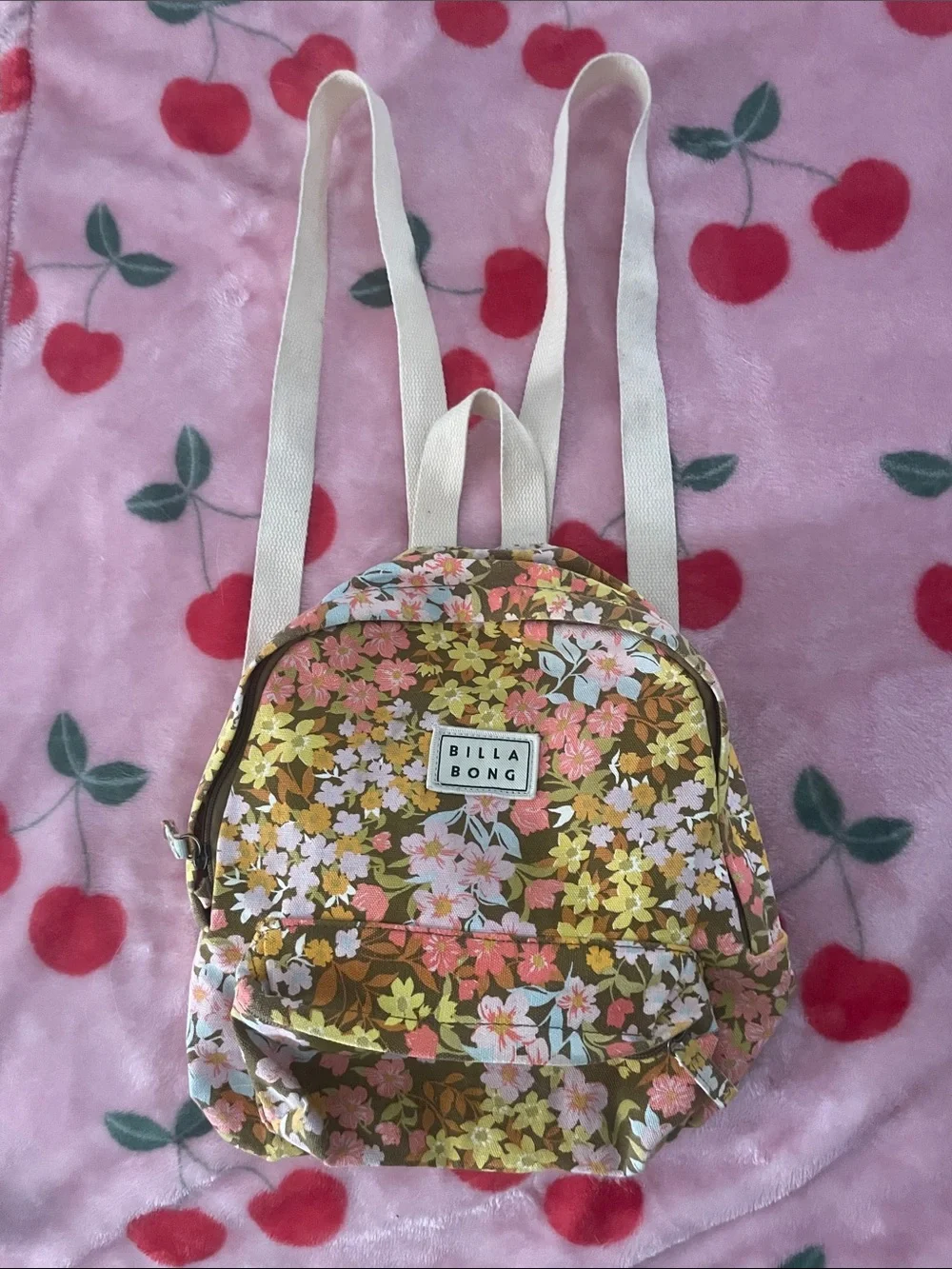 Billabong Floral  Backpack - Brown, Pink & Yellow